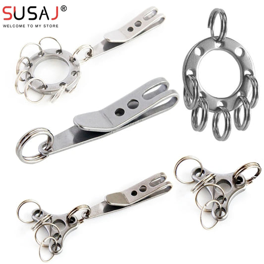 1/5pcs EDC Clip With Key Ring Carabiner Stainless Steel Outdoor Quicklink Tool